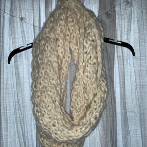 Cream Infinity Knitted Scarf